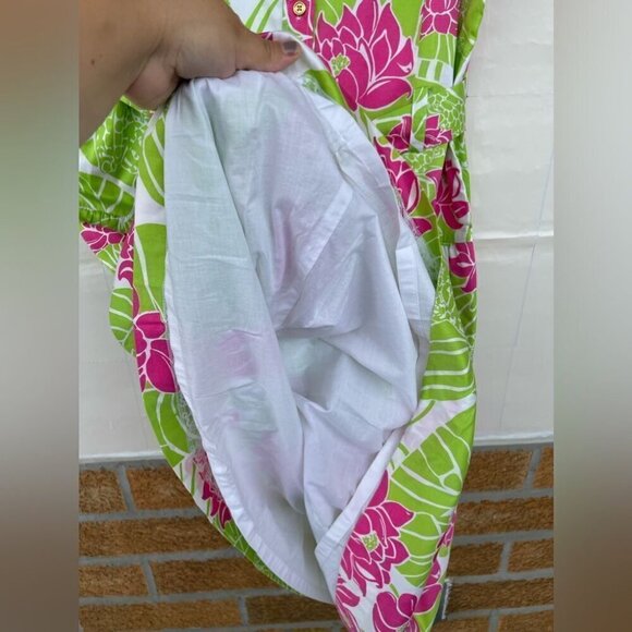 Lilly Pulitzer Green Pink Lily Frog Floral dopamine dressing rockabilly Dress 14 - Picture 13 of 16
